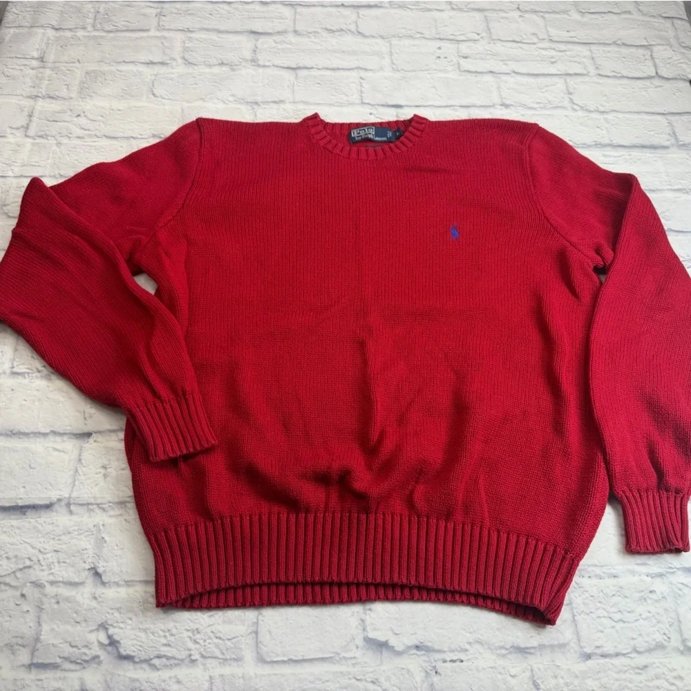 Polo by Ralph Lauren Red Crewneck 100% Cotton with Blue Pony. Size L.